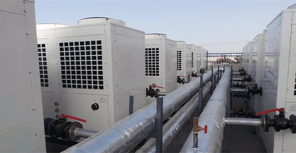 neatly arranged heat pump units